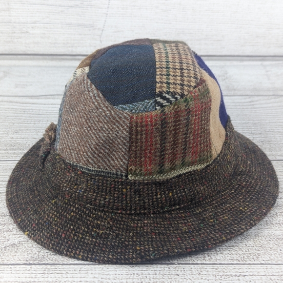 Hanna Hat Tweed Walking Hat Patch Work Multicolor Wool Made in Ireland Sz Small - Picture 4 of 9